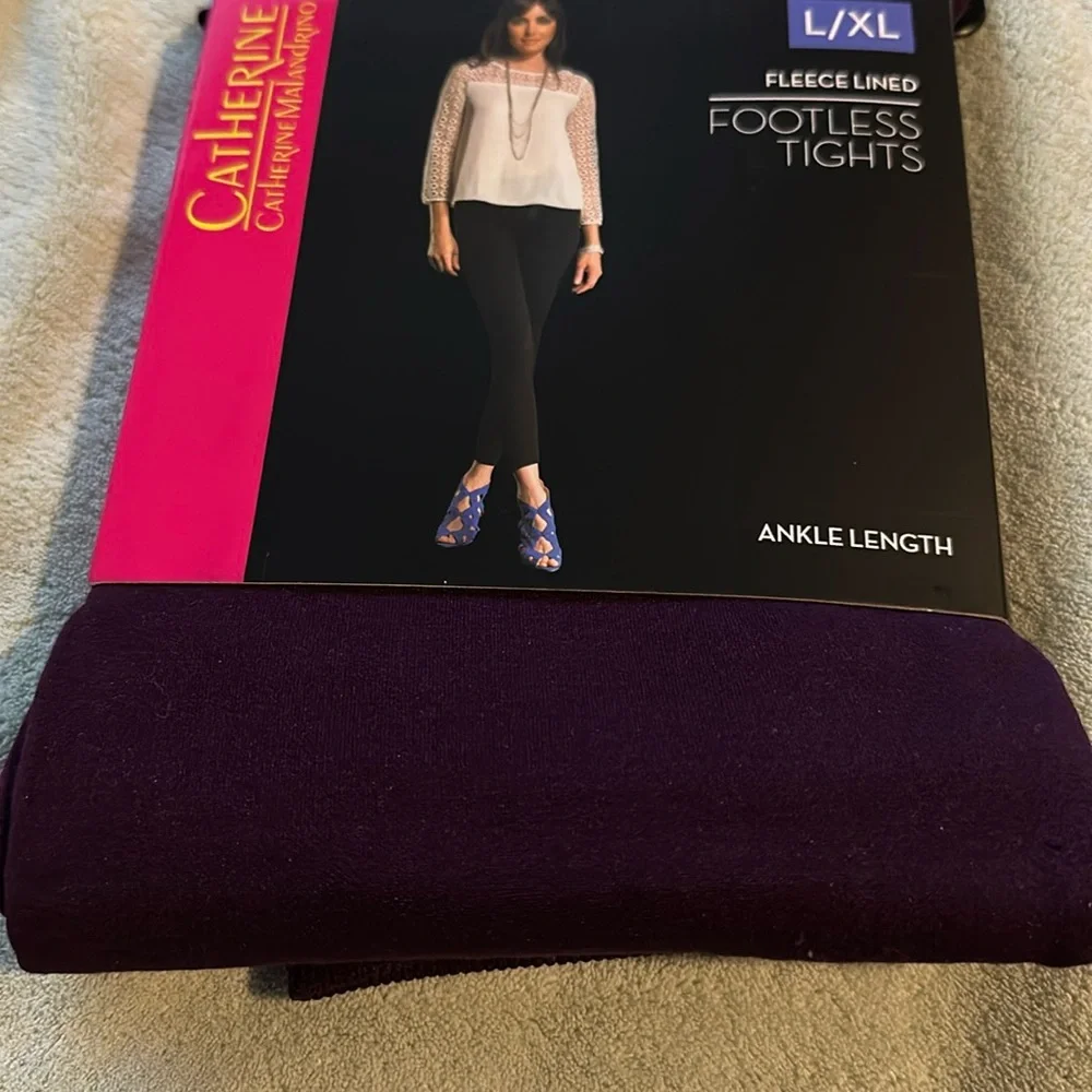 Catherine Malandrino Purple Footless Tights